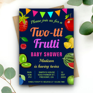 Colourful Tutti Frutti Twins Baby Shower Invitatio Invitation
