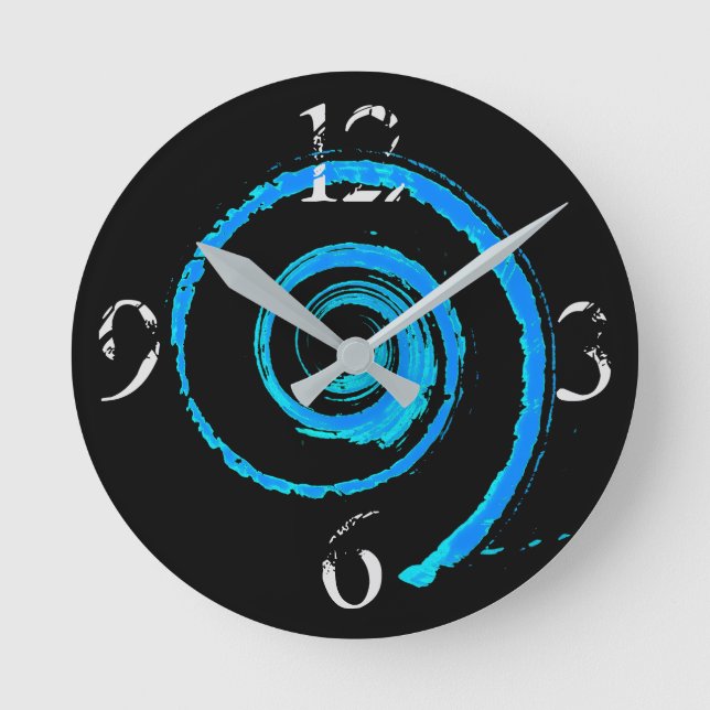 Colourful Twirls Round Clock (Front)