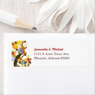 Colourful Two Trees Simple Wedding Address Return Address Label