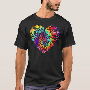 Colourful Tye Dye Die Tie Heart TShirt Valentine's