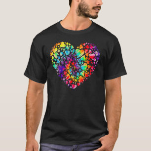 Colourful Tye Dye Die Tie Heart Valentine's Day T-Shirt