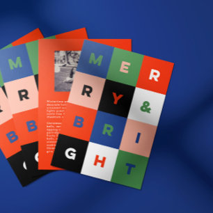 Colourful Type Merry and Bright Holiday Card