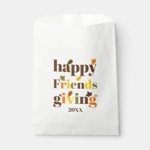 Colourful typography and fall leaves Friendsgiving Favour Bag