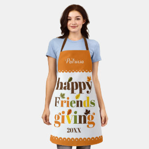 Colourful typography, border Happy Friendsgiving Apron