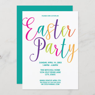 Colourful Typography Easter Party Invitation