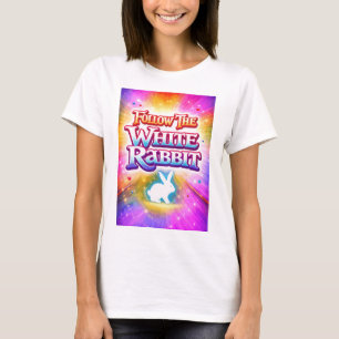 Colourful Typography Follow The White Rabbit T-Shirt