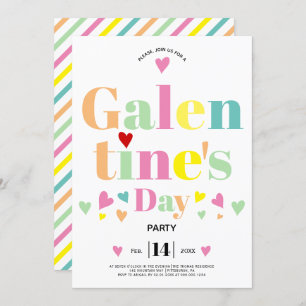 Colourful typography Galentines Day party Invitation
