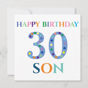 Colourful Typography Happy Birthday 30 Son  Card