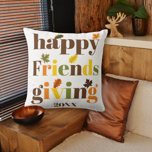 Colourful typography Happy Friendsgiving fall Cushion