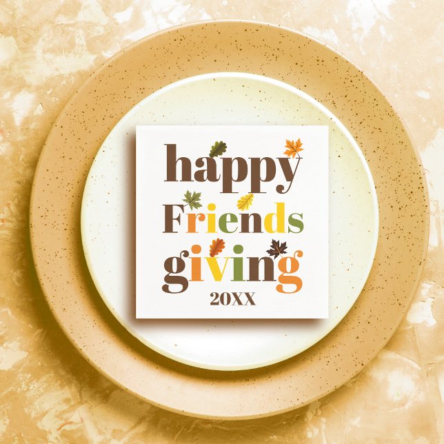 Colourful typography Happy Friendsgiving fall Napkin (Creator Uploaded)