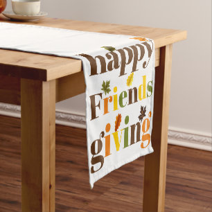 Colourful typography Happy Friendsgiving fall Short Table Runner