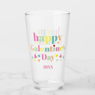 Colourful typography Happy Galentines Day Glass