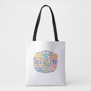 Colourful Typography Inspirational Quotes Tote Bag