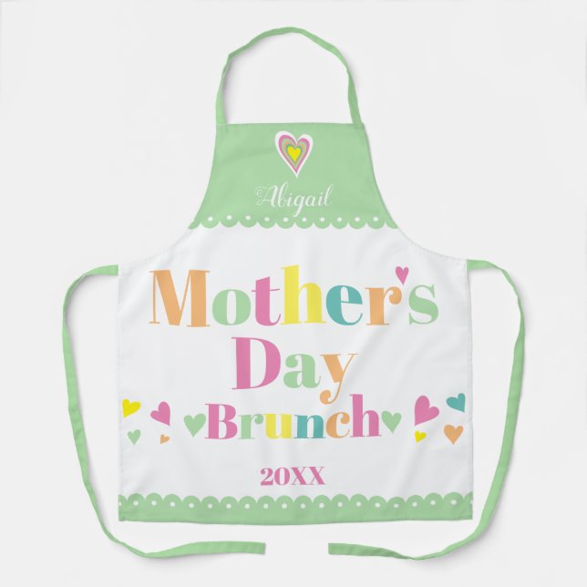Colourful typography mint Mothers Day Brunch Apron (Front)