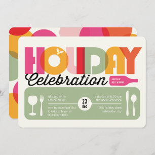 Colourful Typography Modern Holiday Party Invite