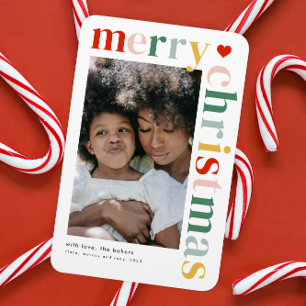Colourful Typography Modern Merry Christmas Photo Magnet