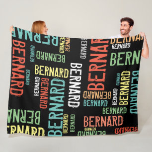 Colourful Typography Pattern of Names Black Fleece Blanket