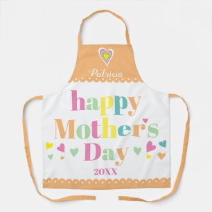 Colourful typography, peach border Mothers Day Apron