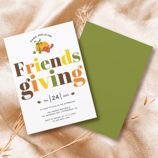Colourful typography pumkin Friendsgiving Invitation (Creator Uploaded)