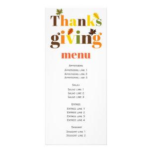 Colourful typography Thanksgiving menu card