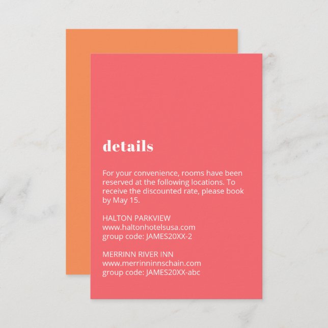 Colourful Typography Wedding Details Enclosure Card (Front/Back)
