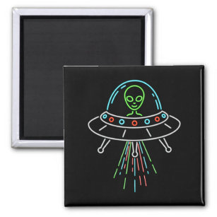 Colourful UFO Cute Alien Abduction Magnet