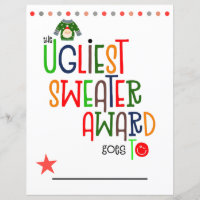 Colourful Ugliest Sweater Winner Award Certificate