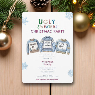 Colourful Ugly Christmas Sweater Party Invitation