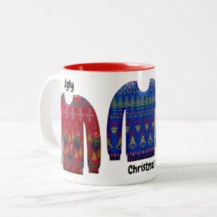 Colourful Ugly Christmas Sweaters Two-Tone Coffee  Mug