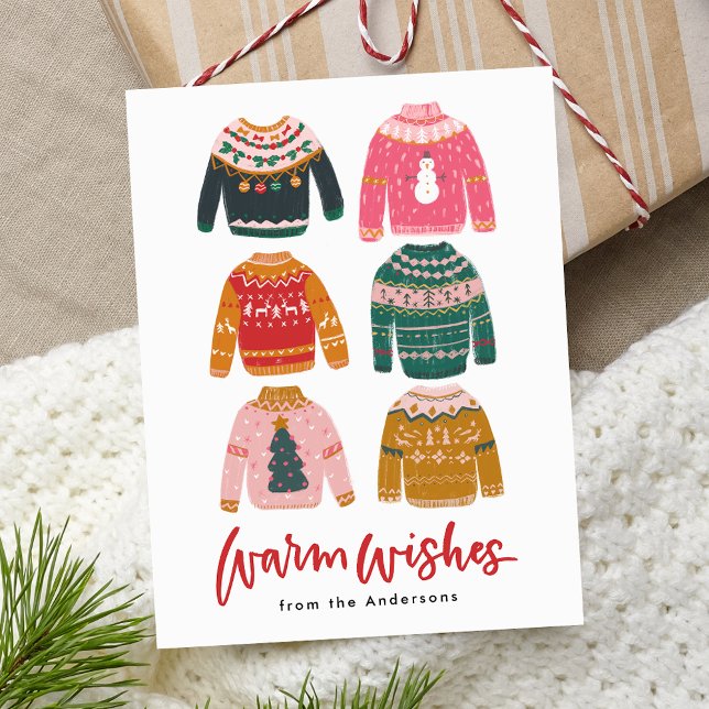 Colourful Ugly Sweater Non-Photo Holiday Postcard (Creator Uploaded)