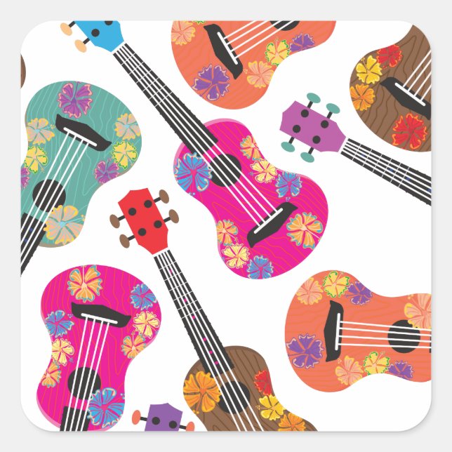 Colourful Ukeleles Square Sticker (Front)