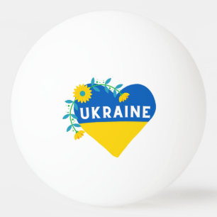 Colourful Ukraine Flag Flower Heart Ping Pong Ball