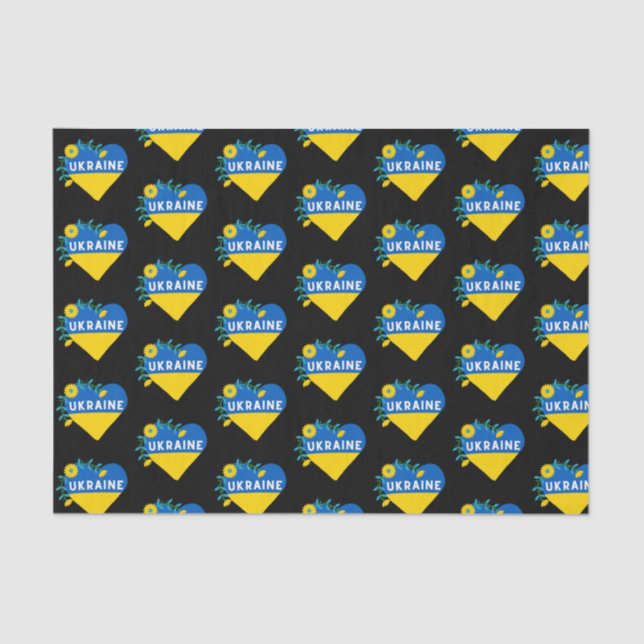 Colourful Ukraine Flag Flower Heart  Tissue Paper (Front)