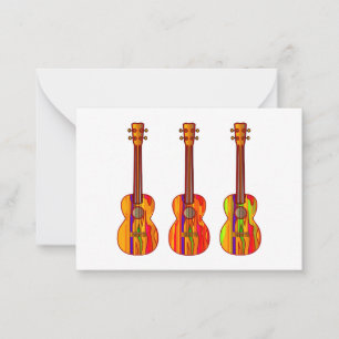 colourful ukulele orange-red Flat Note Card