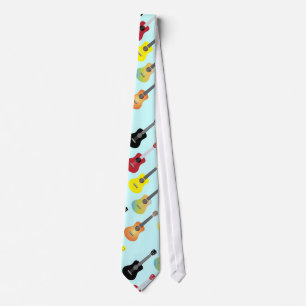Colourful Ukulele Patterns Mint Blue Tie