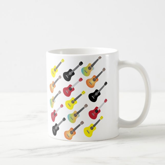 Colourful Ukulele Patterns Music Coffee Mug (Right)