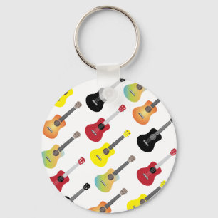 Colourful Ukulele Patterns Music Key Ring