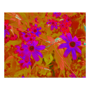 Colourful Ultra-Violet, Magenta and Red Wildflower Poster