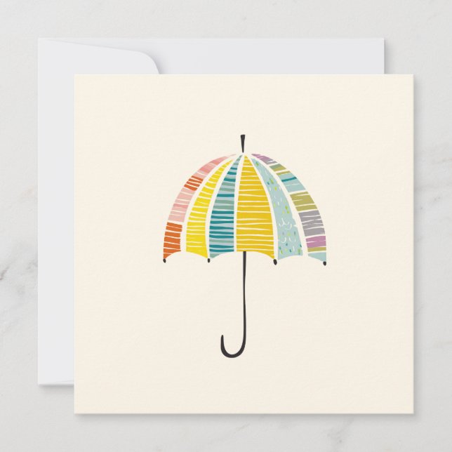 Colourful Umbrella – Bright & Cheerful Rainy Day Invitation (Front)