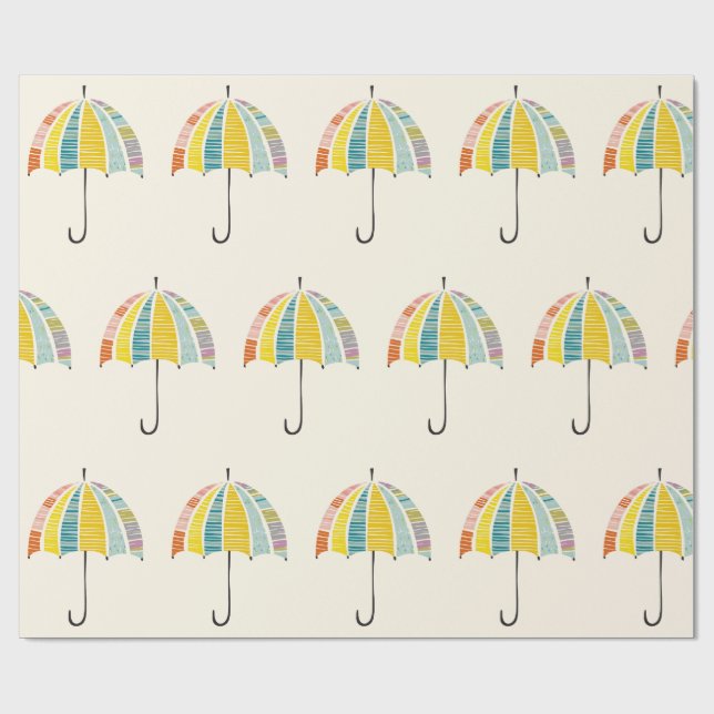 Colourful Umbrella – Bright & Cheerful Rainy Day Wrapping Paper (Flat)