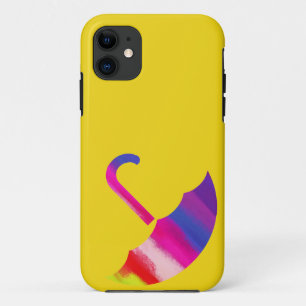 Colourful Umbrella on Yellow Background iPhone 11 Case