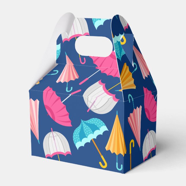 Colourful Umbrella Pattern Favour Box (Back Side)