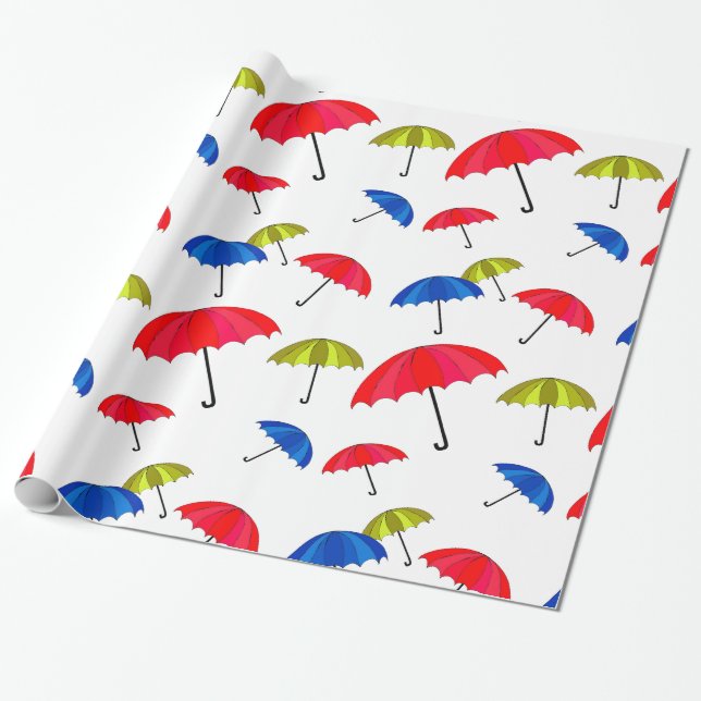 Colourful Umbrella Wrapping Paper (Unrolled)