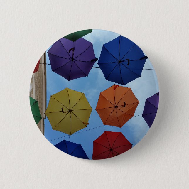 Colourful umbrellas 6 cm round badge (Front)