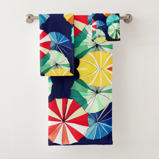 Colourful Umbrellas  Bath Towel Set (Insitu)