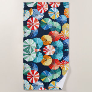 Colourful umbrellas beach towel