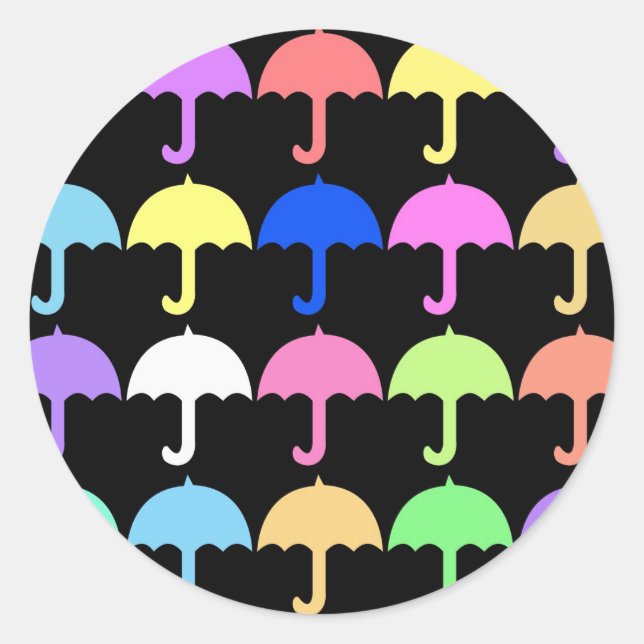 Colourful Umbrellas Classic Round Sticker (Front)