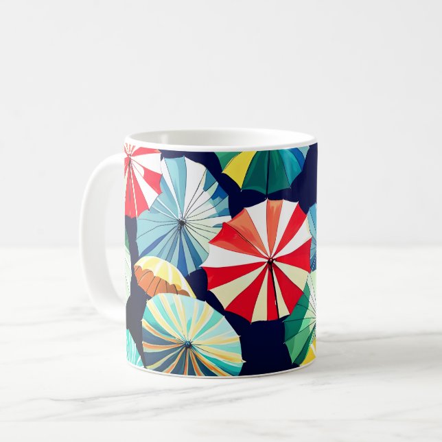 Colourful Umbrellas  Coffee Mug (Front Left)