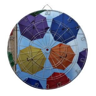 Colourful umbrellas dartboard