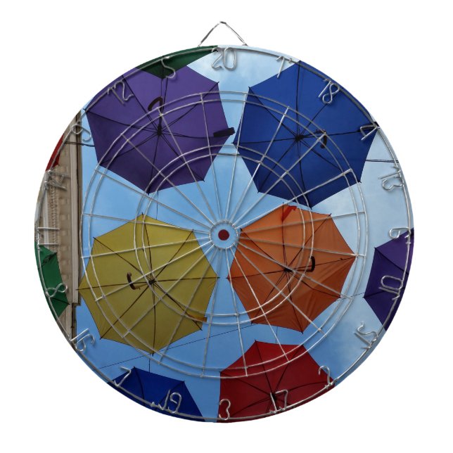 Colourful umbrellas dartboard (Front)